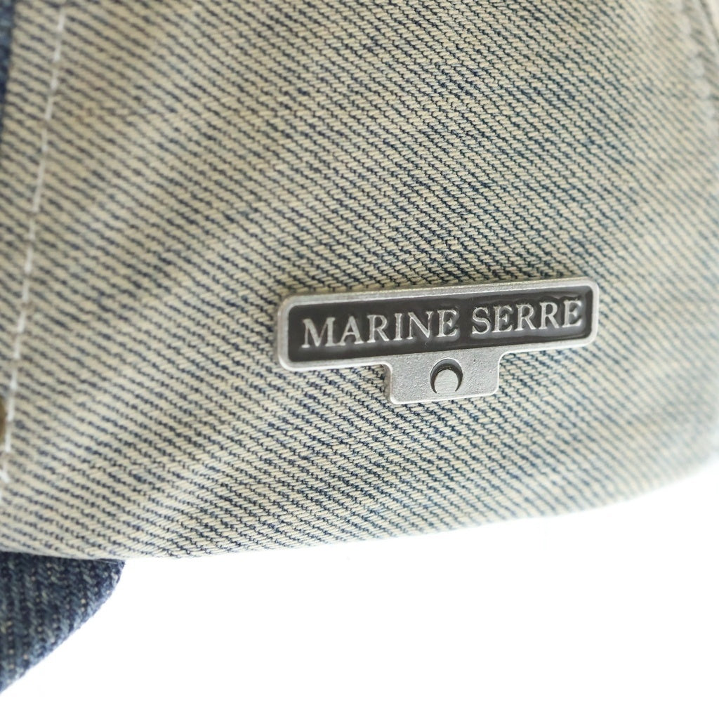 MARINE SERRE(マリーン セル) Regenerated Cap サイドプレート デニム切替 6パネル ベースボールキャップ インディゴブルー
