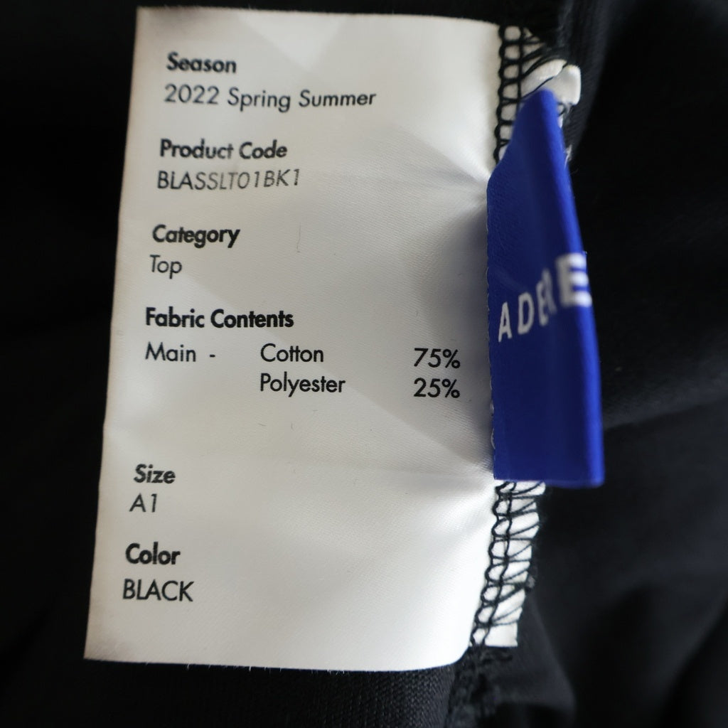 ADER ERROR(アーダーエラー) Obe Long Sleeve バックペイントロゴ エルボーオープン クルーネック 長袖Tシャツ カットソー ブラック BLASSLT01BK1