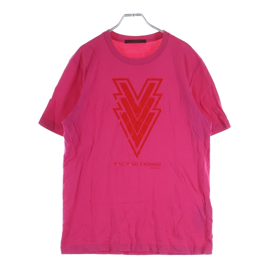 LOUIS VUITTON(ルイヴィトン) VOLEZ VOGUEZ VOYAGEZ ヴォレ・ヴォゲ・ヴォヤージュ フロントプリント 半袖Tシャツ カットソー ピンク RM151 H7Y66WCMS