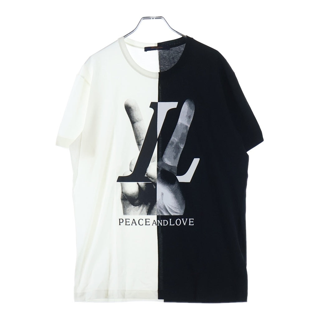 LOUIS VUITTON(ルイヴィトン) 18AW Peace and Love Tee ピースアンドラブ ロゴプリント クルーネック半袖Tシャツ カットソー ブラック/ホワイト RM182 FMB HFY89W