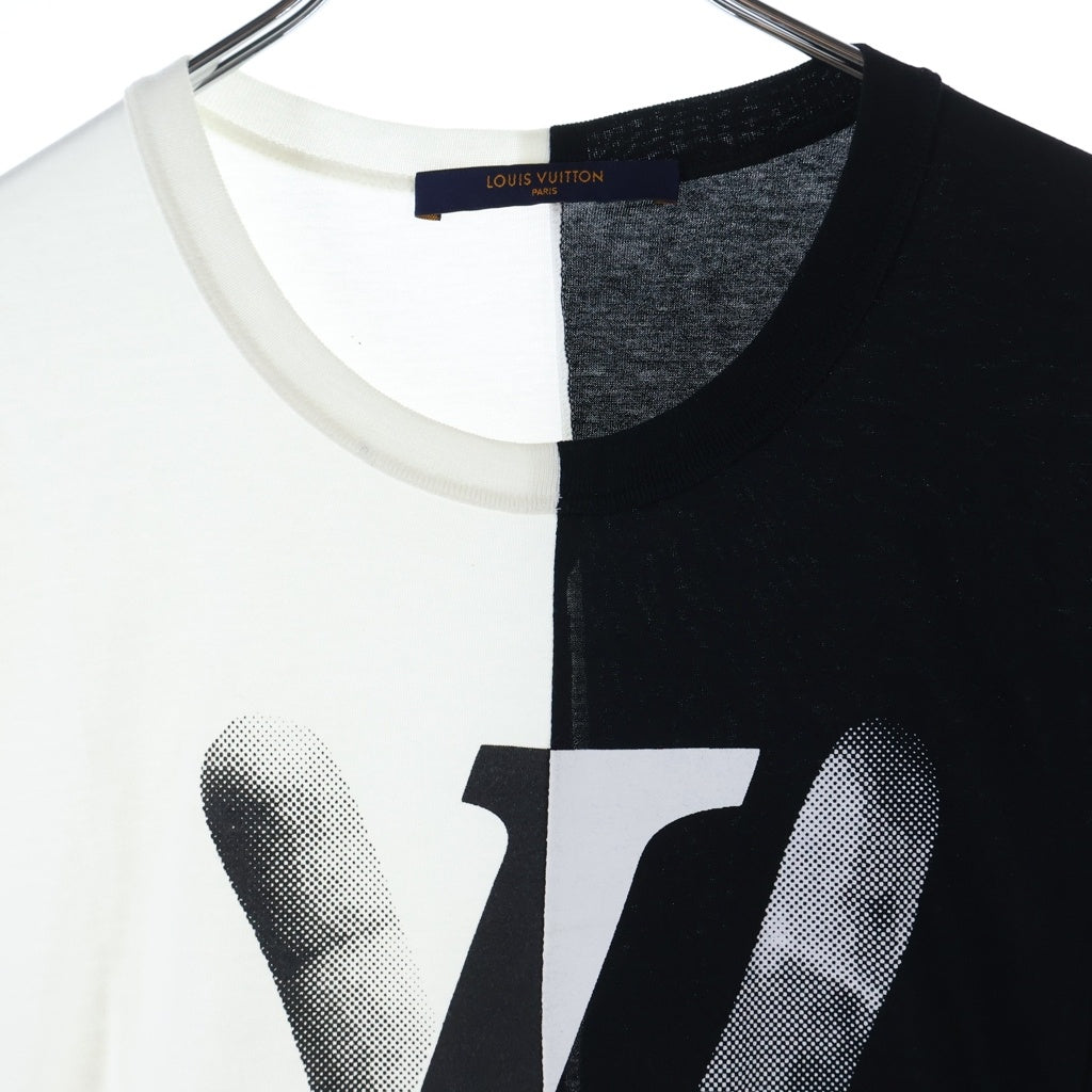 LOUIS VUITTON(ルイヴィトン) 18AW Peace and Love Tee ピースアンドラブ ロゴプリント クルーネック半袖Tシャツ カットソー ブラック/ホワイト RM182 FMB HFY89W