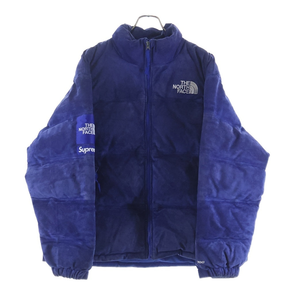 SUPREME(シュプリーム) 23AW×THE NORTH FACE Suede Nuptse Jacket ノースフェイス スウェード ヌプシ ダウン ジャケット ブルー NF0A875NO9Y