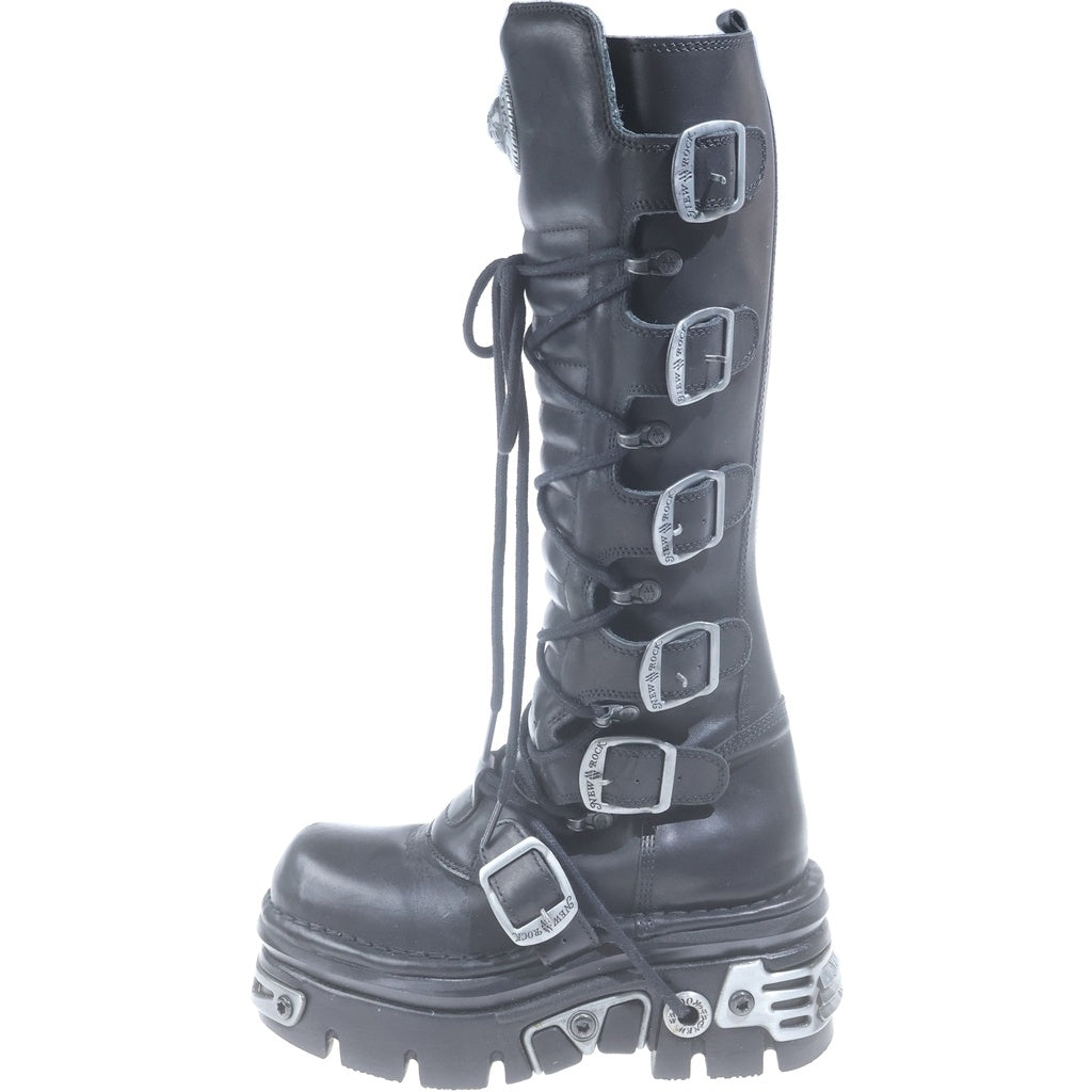 NEW ROCK(ニューロック) Metal-Toe High Boot メタルトゥ レザー ロングブーツ ブラック M.272MT-S1 レディース