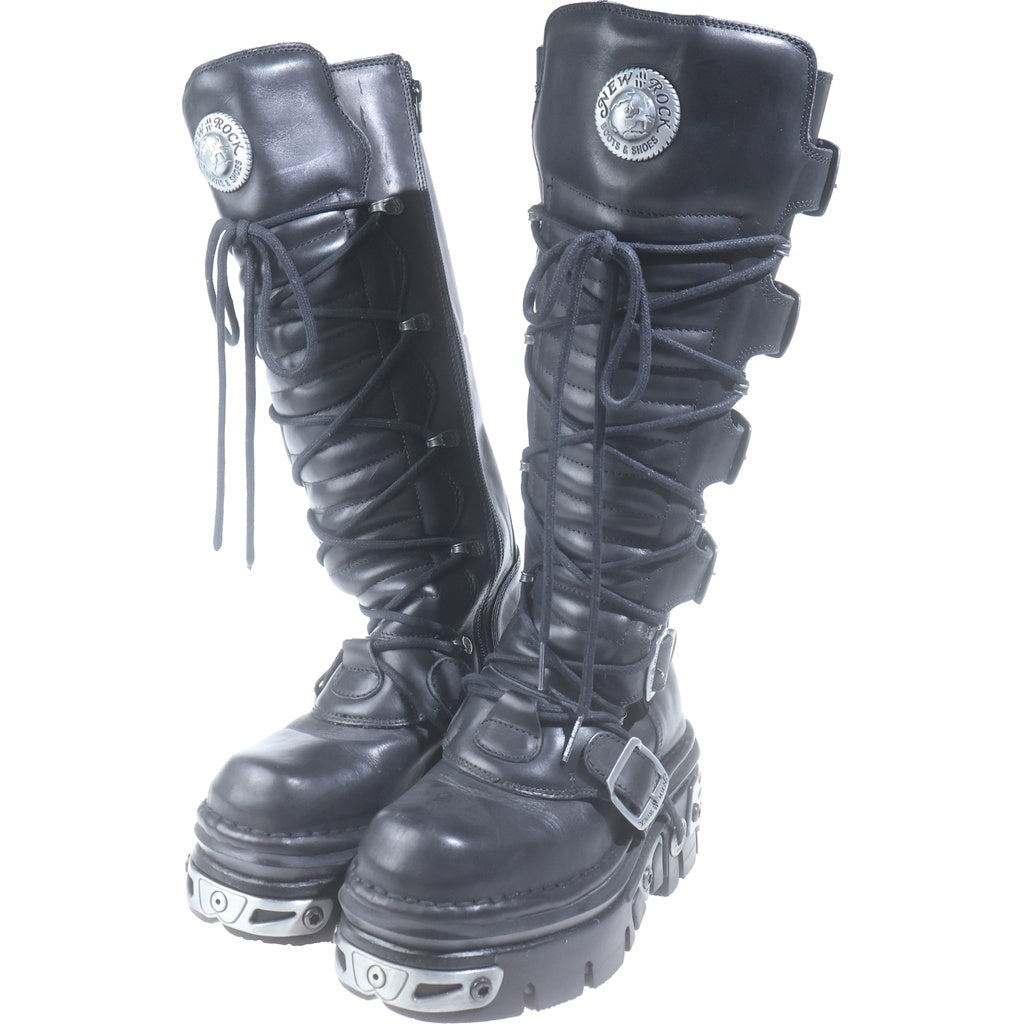 NEW ROCK(ニューロック) Metal-Toe High Boot メタルトゥ レザー ロングブーツ ブラック M.272MT-S1 レディース