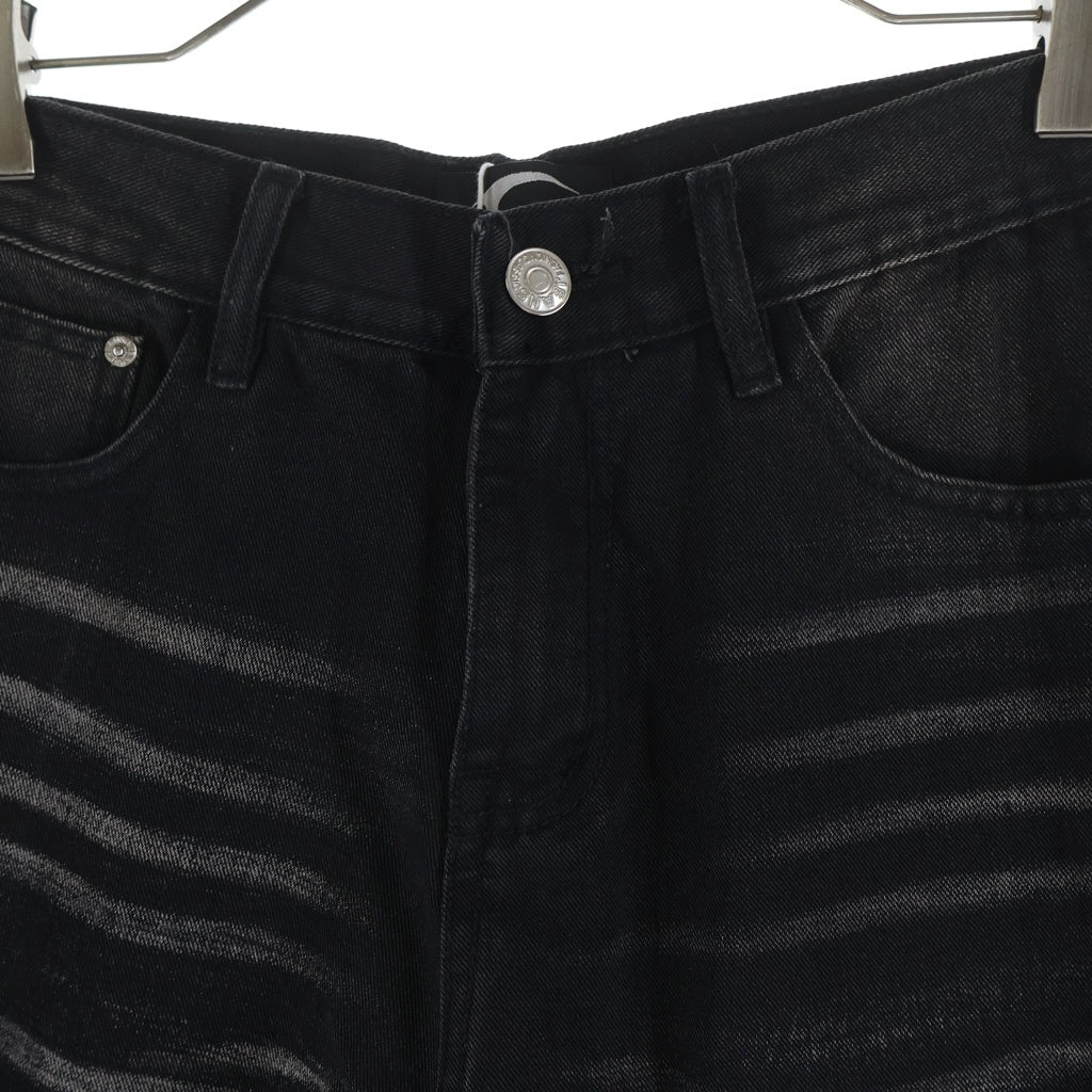 NO BRAND(ノーブランド) COZY.WRLD(コジー ワールドワイド) CZ 1.0 WAXED GREY JORTS サイドジップ ダメージ加工 ハーフパンツ ブラック