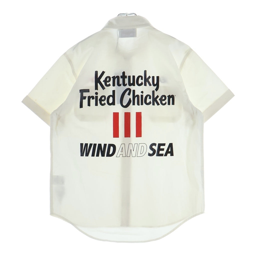 WIND AND SEA(ウィンダンシー) 22SS ×KFC WORK SHIRT ケンタッキーフライドチキン フロントロゴ刺繍 ワーク半袖シャツ ホワイト WDS-KFC-01
