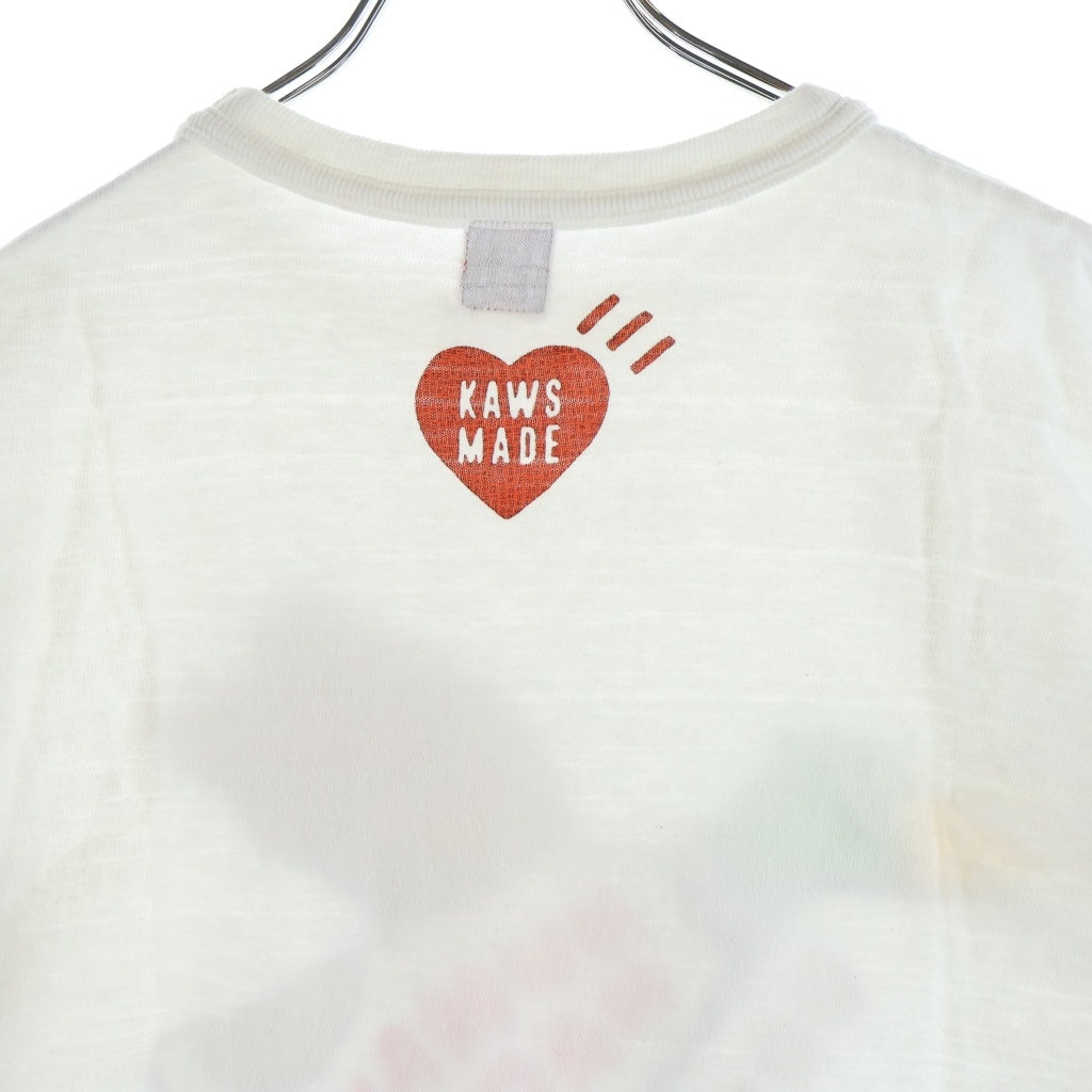 HUMAN MADE(ヒューマンメイド) ×KAWS カウズ フロントロゴプリント クルーネック半袖Tシャツ カットソー ホワイト