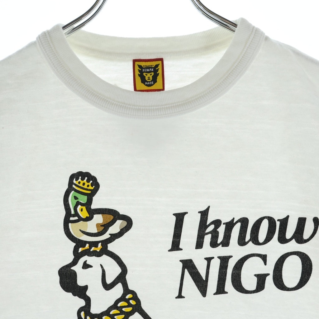 HUMAN MADE(ヒューマンメイド) 22SS I Know Nigo ロゴプリント クルーネック半袖Tシャツ カットソー ホワイト