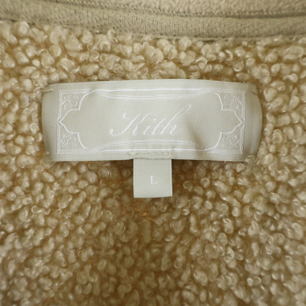 KITH(キス) フロントロゴワッペン 裏地ボア 3B長袖カーディガン ベージュ 24-020-060-0014-4-0
