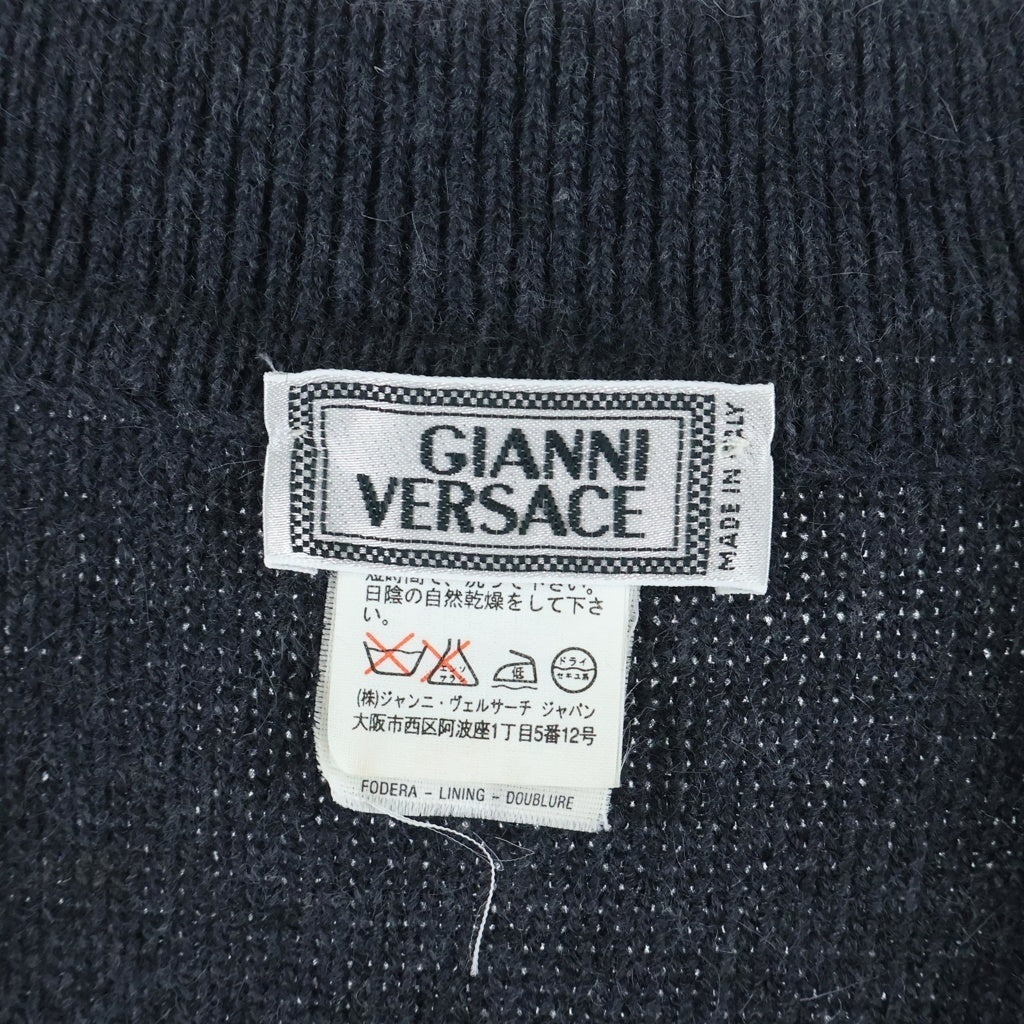 GIANNI VERSACE(ジャンニ ヴェルサーチ) Wool Cardigan グレカ模様 ウールカーディガン ニット グレー