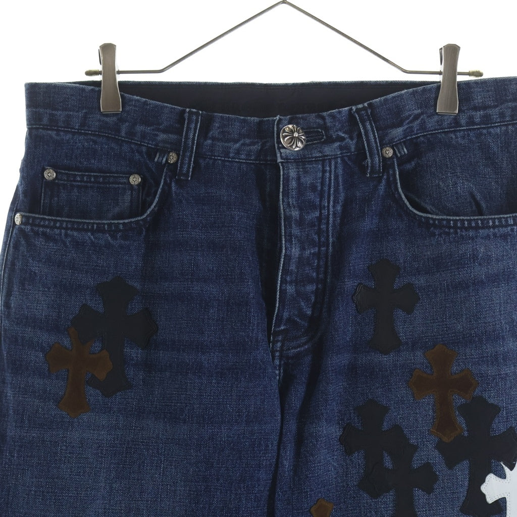 CHROME HEARTS(クロムハーツ) JEAN STRTLG FBRC ウォッシュ加工 クロスパッチ付き デニムパンツ インディゴ