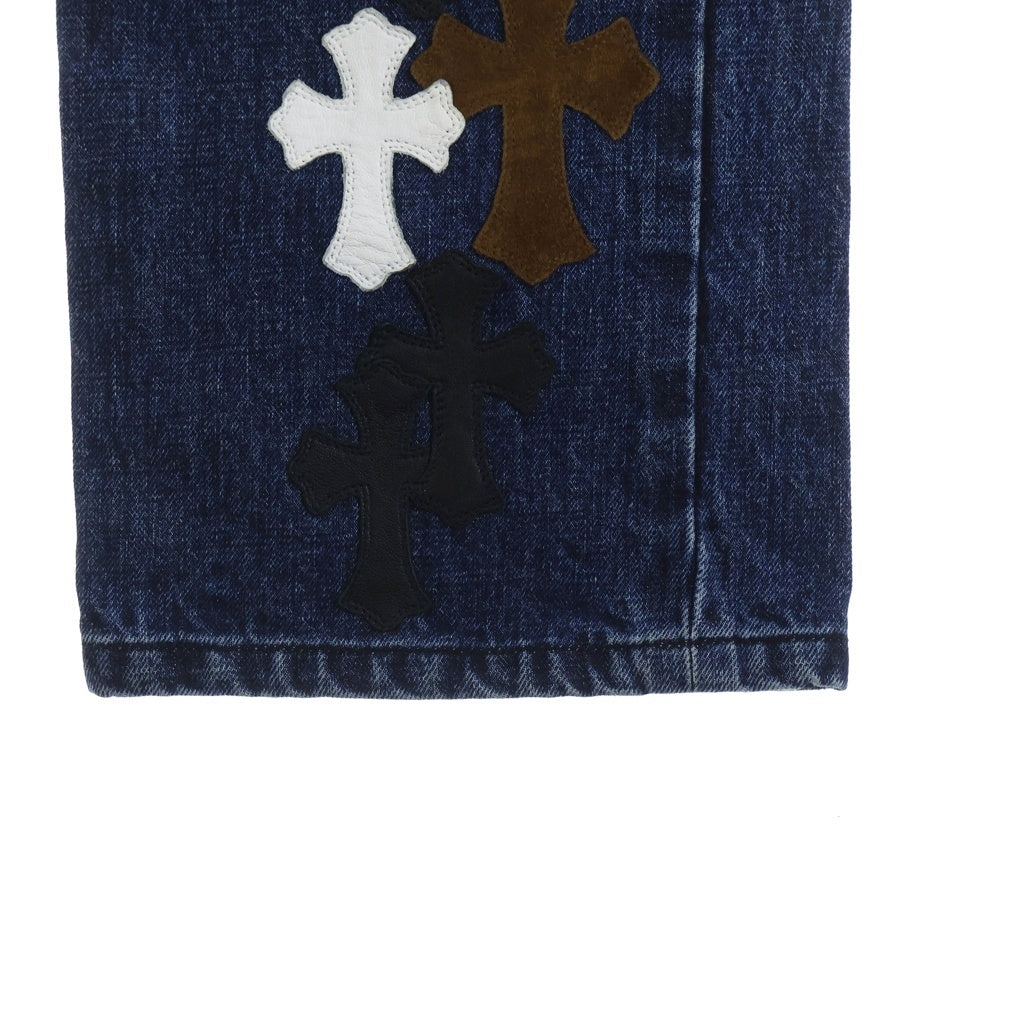 CHROME HEARTS(クロムハーツ) JEAN STRTLG FBRC ウォッシュ加工 クロスパッチ付き デニムパンツ インディゴ