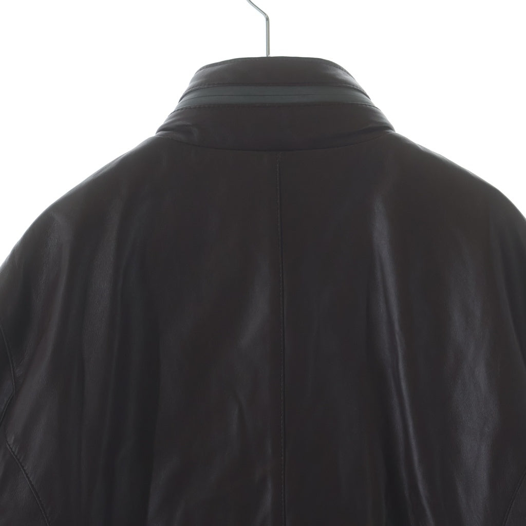 ARMANI COLLEZIONI(アルマーニ コレツィオーニ) Stand Collar Leather Jacket オーバーサイズ スタンドカラー レザージャケット ダークブラウン