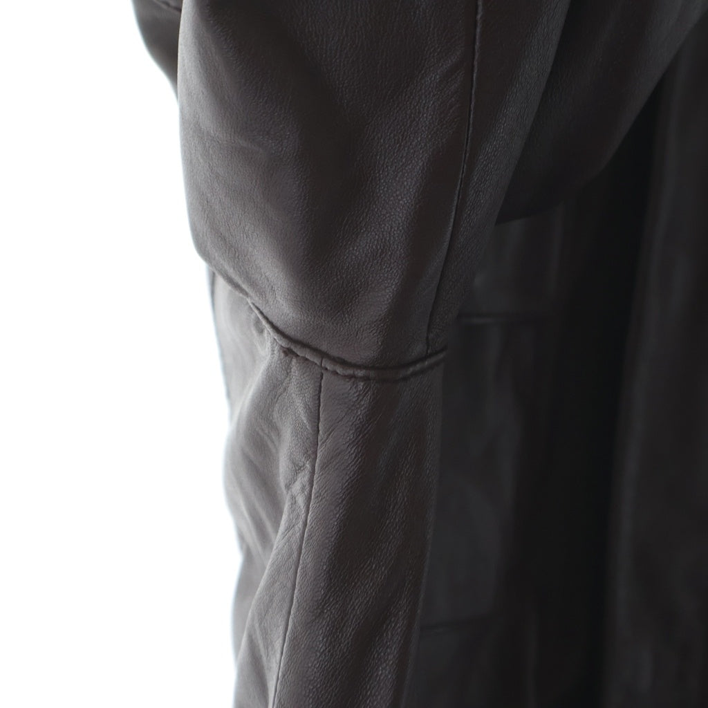 ARMANI COLLEZIONI(アルマーニ コレツィオーニ) Stand Collar Leather Jacket オーバーサイズ スタンドカラー レザージャケット ダークブラウン