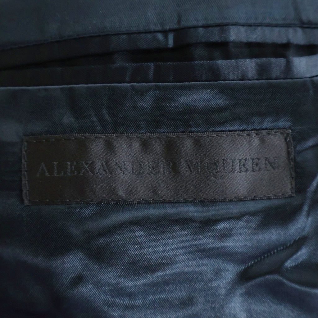 Alexander McQueen(アレキサンダーマックイーン) 08AW 本人期 ラペル刺繍 コットンシルク テーラードジャケット ブラック 217035 QT533