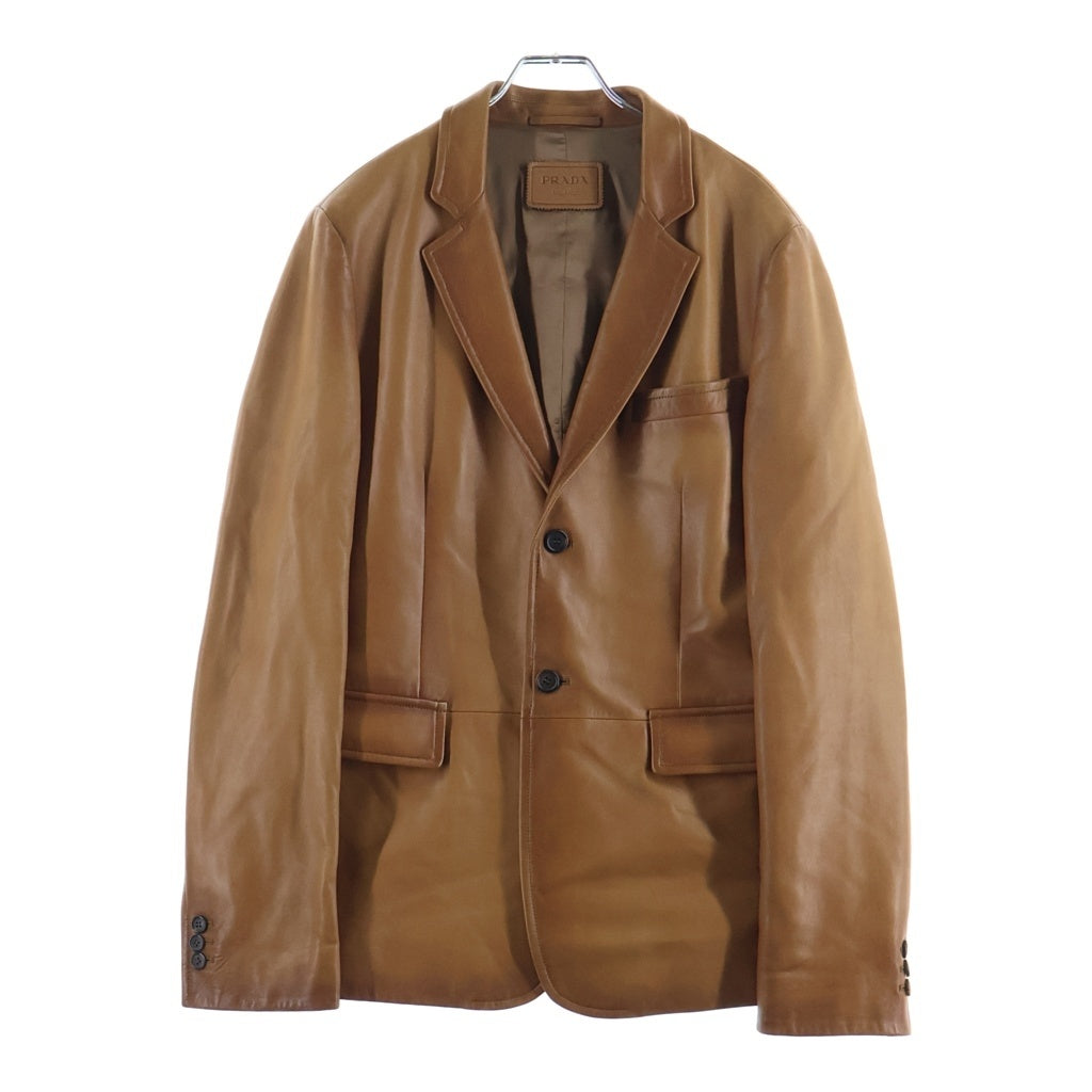 PRADA(プラダ) Tailored Jacket 2B ラムレザー テーラードジャケット ブラウン UPG280 KMR