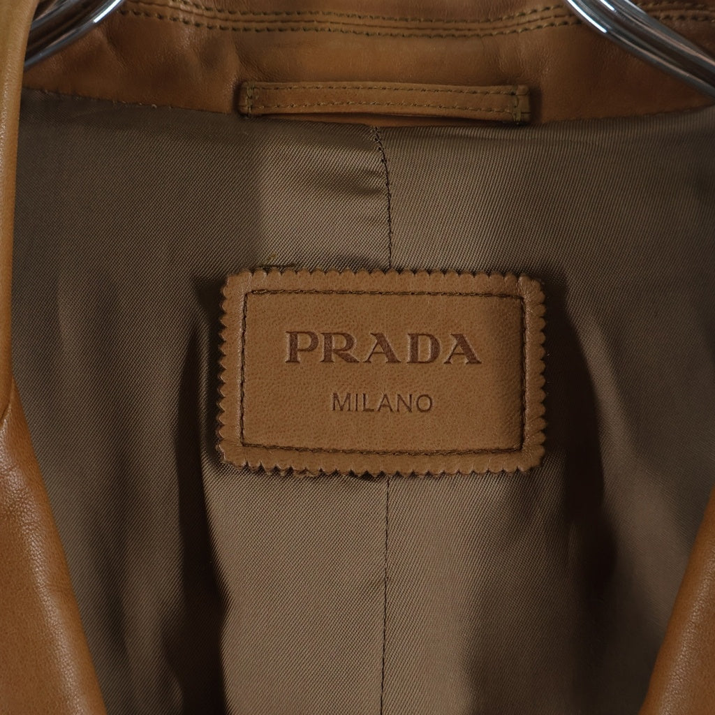 PRADA(プラダ) Tailored Jacket 2B ラムレザー テーラードジャケット ブラウン UPG280 KMR