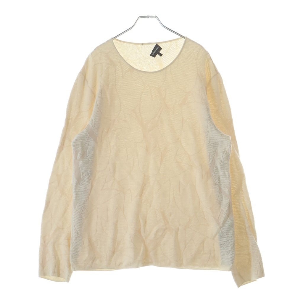 GIORGIO ARMANI(ジョルジオアルマーニ) ボタニカル柄 コットン クルーネック 長袖Tシャツ ホワイト 3LSM29 SM36Z