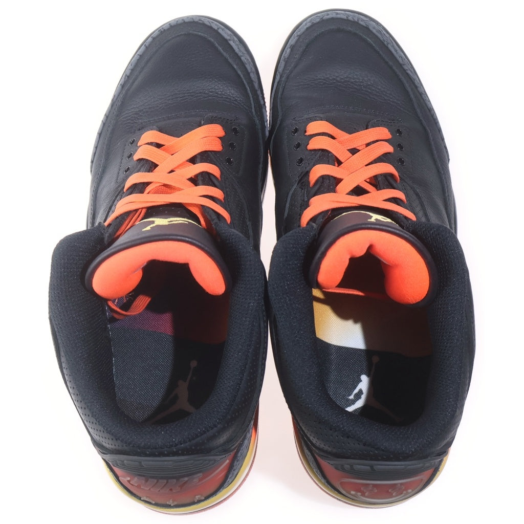 NIKE(ナイキ) × J Balvin AIR JORDAN 3 Retro SP RIO FN0344-001 × J バルヴィン エアジョーダン3 レトロ リオ ミッドカットスニーカー シューズ ブラック/オレンジ US10/28.0cm