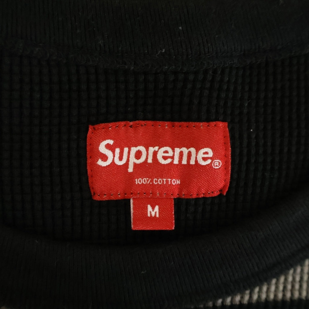 SUPREME(シュプリーム) 18AW NY Waffle Thermal L/S 総柄 ワッフル サーマル 長袖Tシャツ ブラック