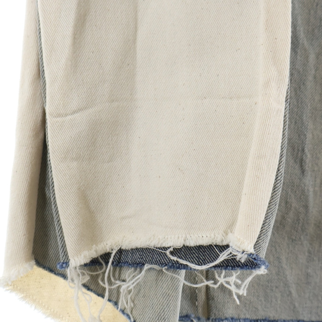 Rick Owens(リックオウエンス) 22SS Larry Denim Shirt Jacket 再構築 デニム切替 テーラードジャケット インディゴブルー RR01B1228-HUDEG