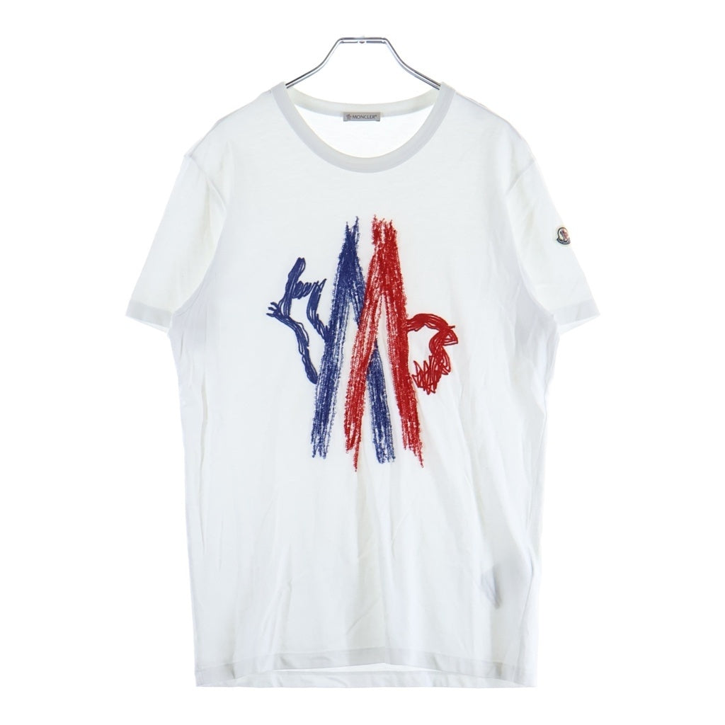 MONCLER(モンクレール) MAGLIA T-SHIRT フロントロゴ刺繍 半袖Tシャツ カットソー ホワイト D1091803550 8390T