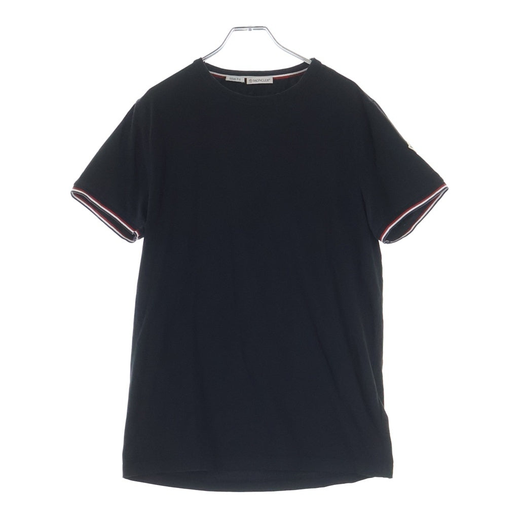 MONCLER(モンクレール) 20SS トリコロールライン ロゴワッペン クルーネック半袖Tシャツ カットソー ブラック F10918C71600 87296