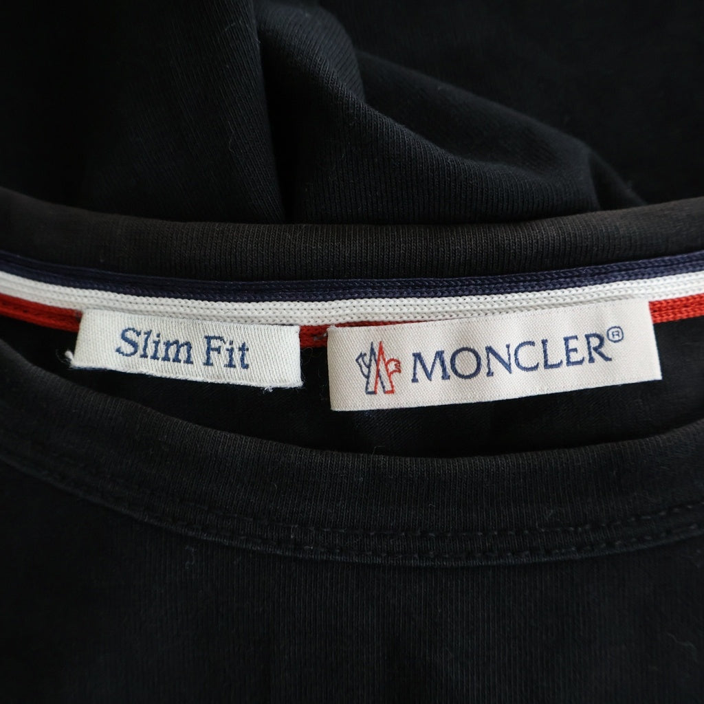 MONCLER(モンクレール) 20SS トリコロールライン ロゴワッペン クルーネック半袖Tシャツ カットソー ブラック F10918C71600 87296