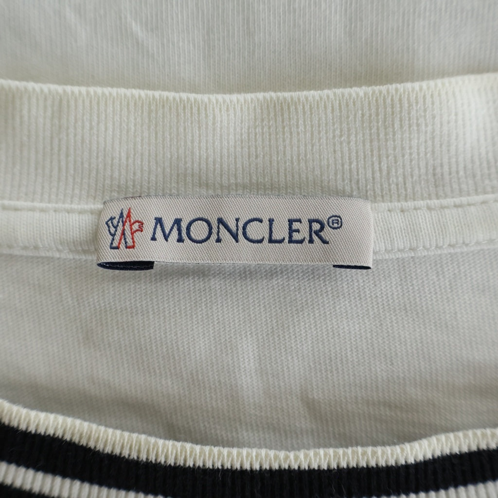 MONCLER(モンクレール) 20SS フロントラバーロゴワッペン クルーネック半袖Tシャツ カットソー ホワイト F10918C71700 8390T F10918C71700 8390T
