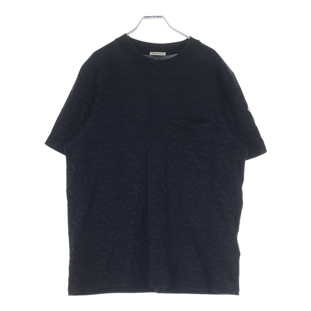 MONCLER(モンクレール) 22SS フロントロゴ総柄 クルーネック半袖Tシャツ カットソー ブラック H10918C00040 829H8