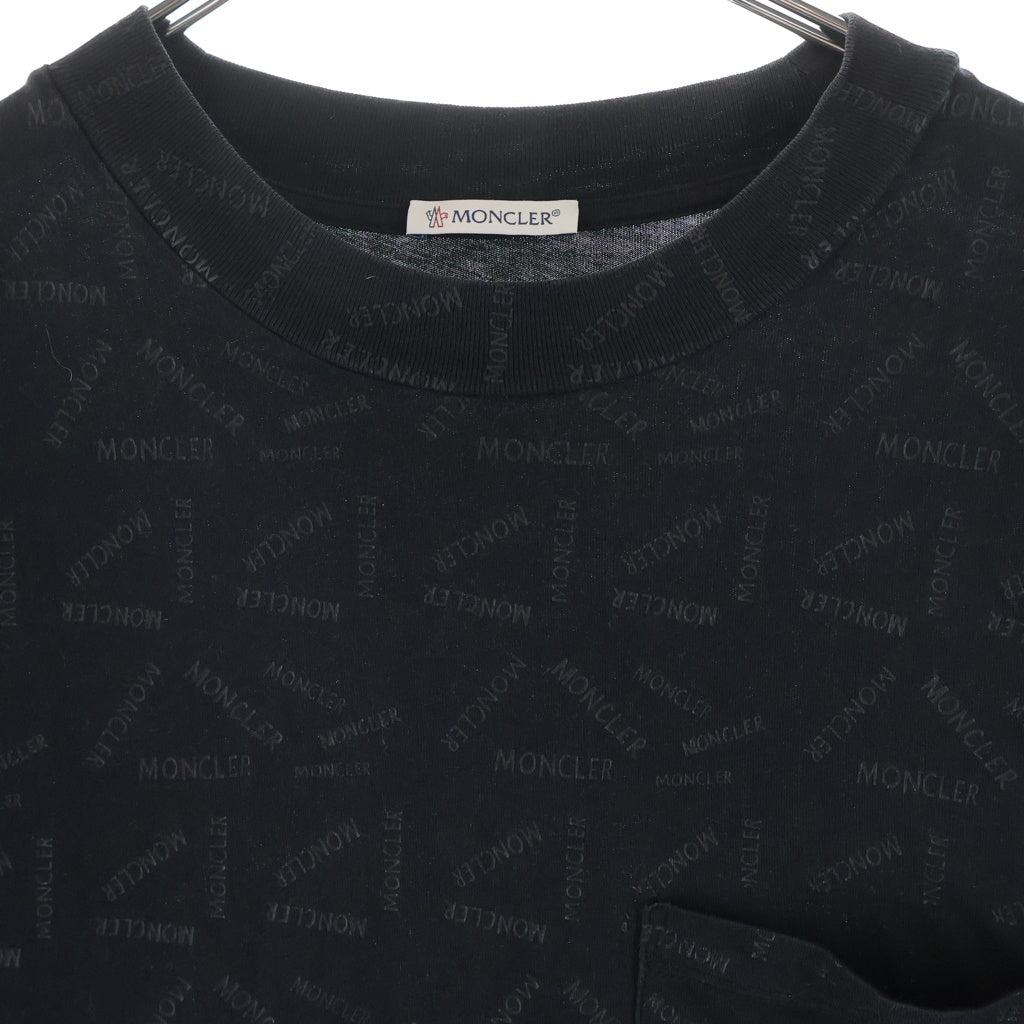 MONCLER(モンクレール) 22SS フロントロゴ総柄 クルーネック半袖Tシャツ カットソー ブラック H10918C00040 829H8