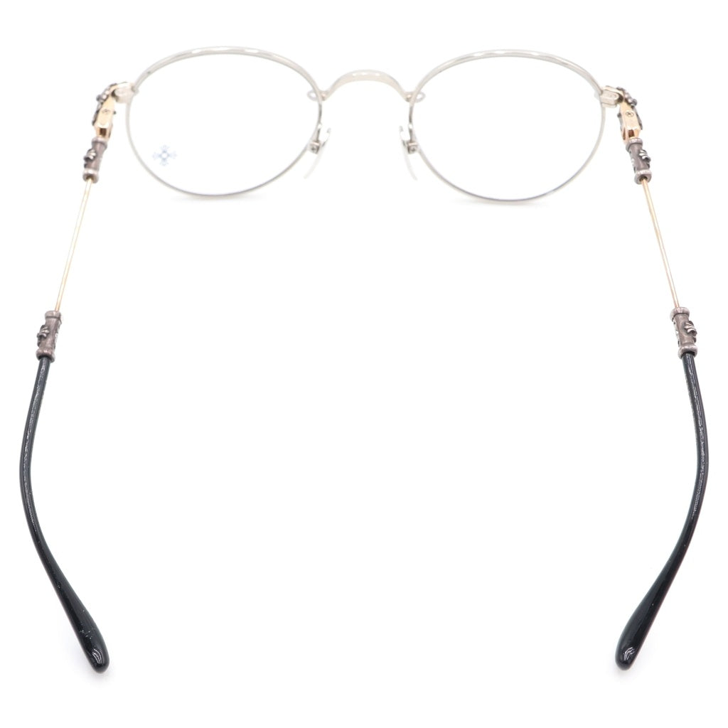 CHROME HEARTS(クロムハーツ) BUBBA-A クロステンプル メタルフレーム ラウンド眼鏡 アイウェア シルバー/ブラック -