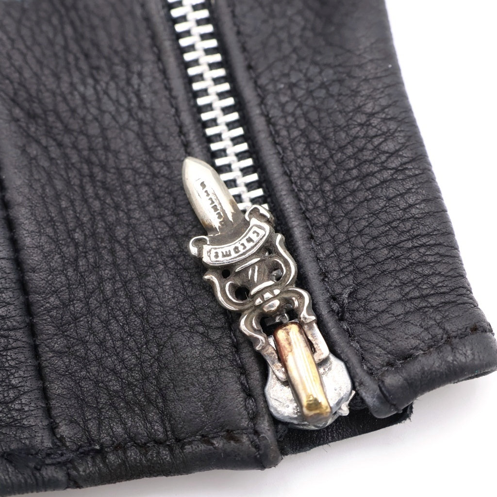 CHROME HEARTS(クロムハーツ) DGR ZIP GROVE ダガージップ レザーグローブ ブラック