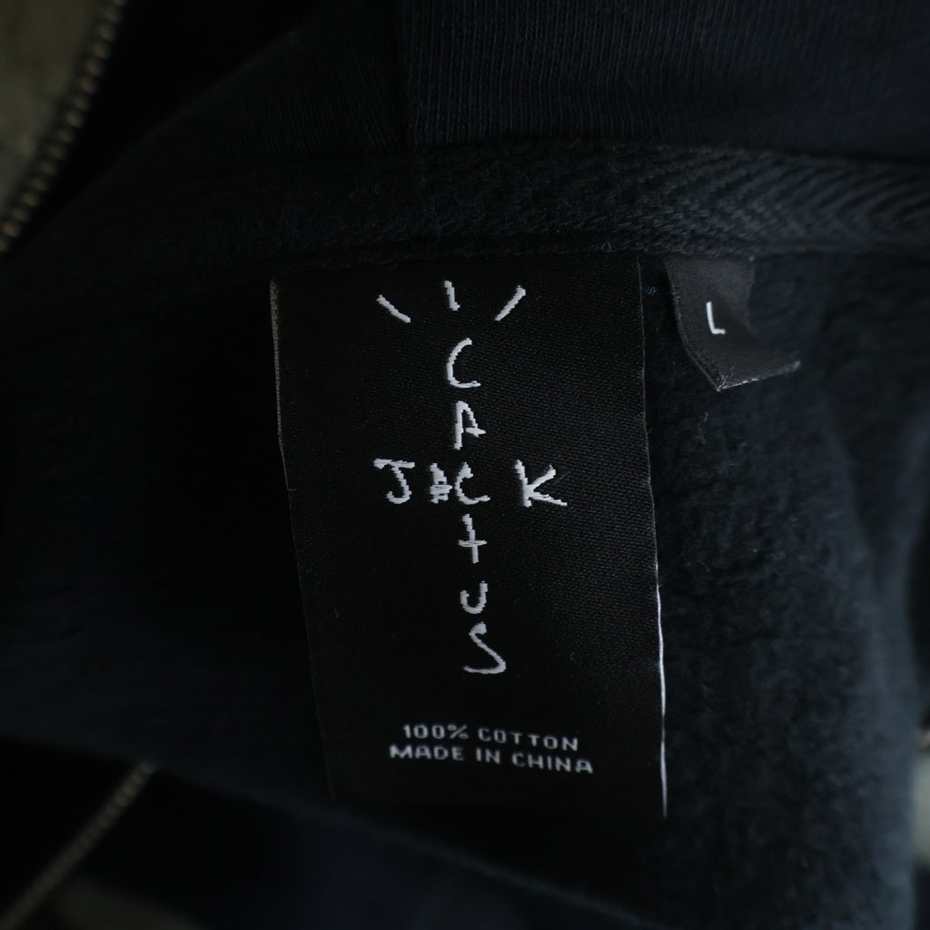 Cactus Jack(カクタスジャック) ×TRAVIS SCOTT ×Fragment Skeleton Graffiti Full Zip Hoodie トラヴィススコット フラグメント フルジップ グラフィックパーカー ブラック