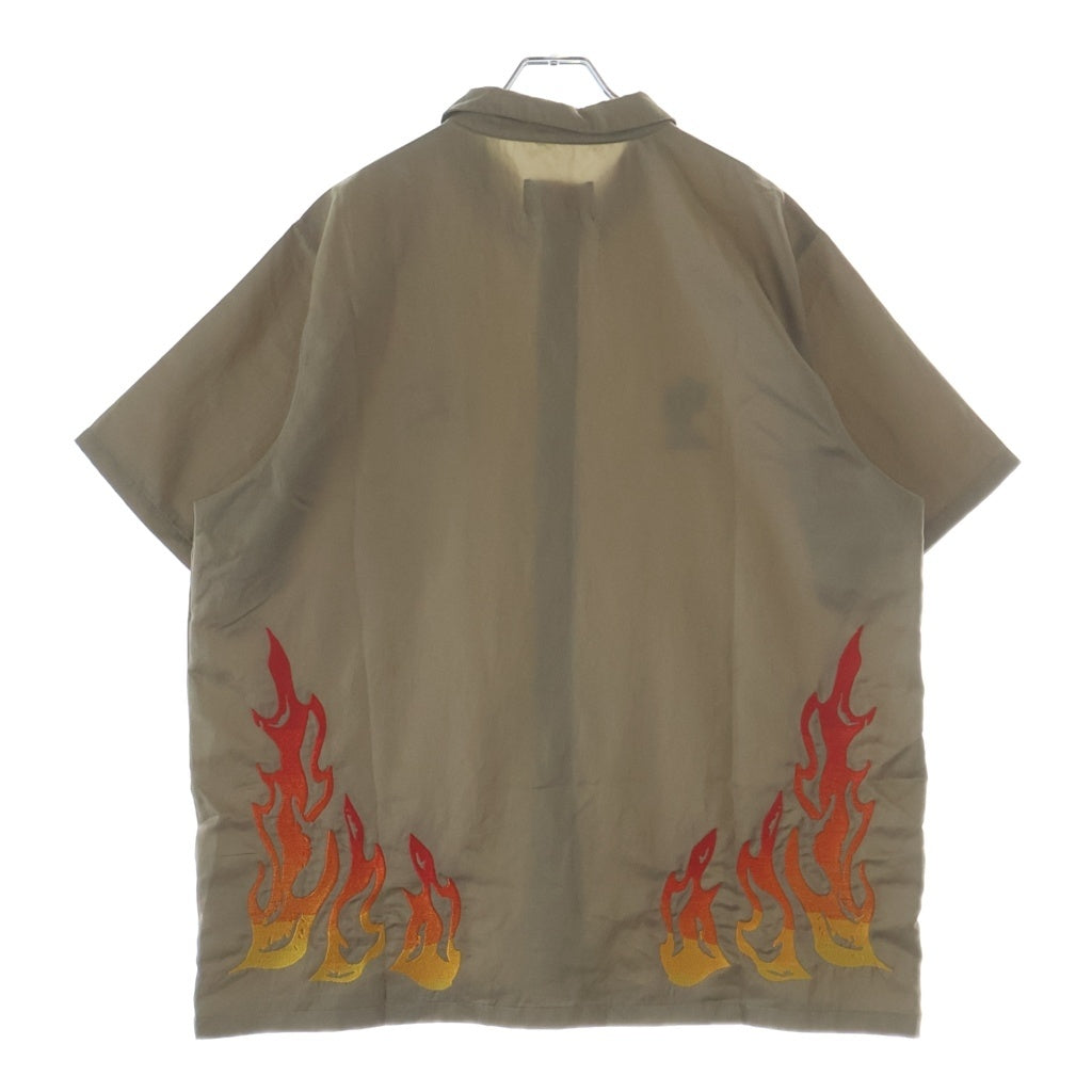 Cactus Jack(カクタスジャック) 21SS ×TRAVIS SCOTT AIR JORDAN トラヴィス エアジョーダン ファイヤーパターン ナイロン 半袖シャツ カーキ CW3128-247 CW3128-247