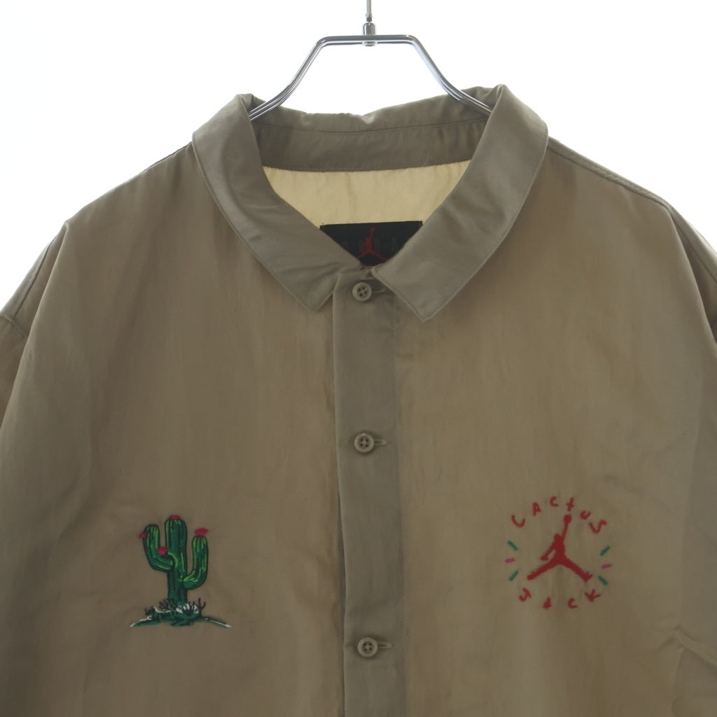 Cactus Jack(カクタスジャック) 21SS ×TRAVIS SCOTT AIR JORDAN トラヴィス エアジョーダン ファイヤーパターン ナイロン 半袖シャツ カーキ CW3128-247 CW3128-247