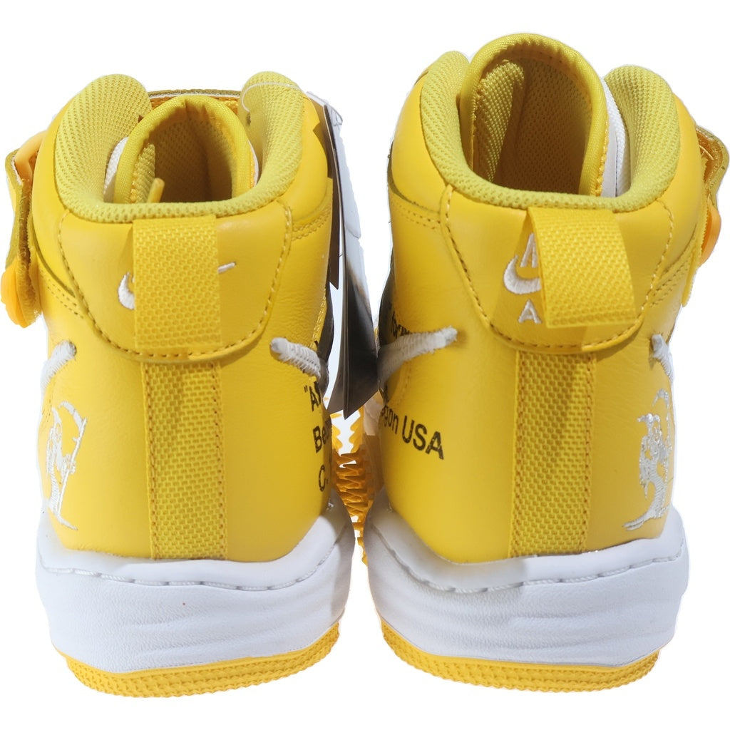 NIKE(ナイキ) ×OFF-WHITE AIR FORCE 1 MID SP LTHR オフホワイト エアフォース1 ミッドカットスニーカー ホワイト/イエロー US9.5/27.5cm DR0500-101