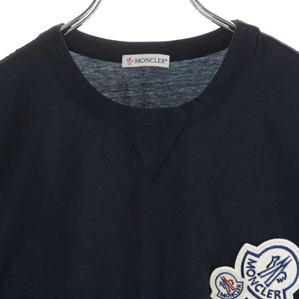 MONCLER(モンクレール) 19SS ダブルロゴワッペン クルーネック半袖Tシャツ カットソー ブラック D10918032500 8390Y D10918032500 8390Y
