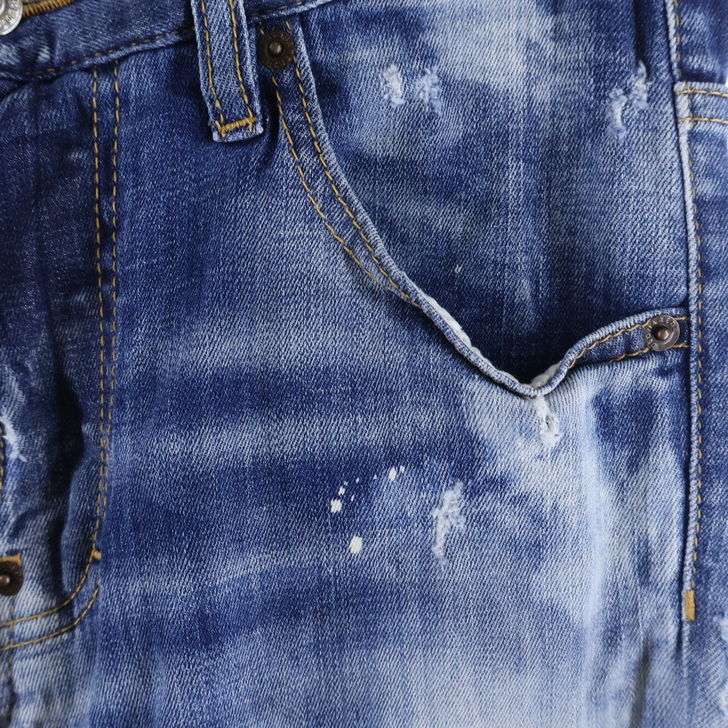 DSQUARED2(ディースクエアード) Skater Jean S71LB0638 S30342 スケータージーンズ ダメージ加工 ボタンフライ デニムパンツ ブルー