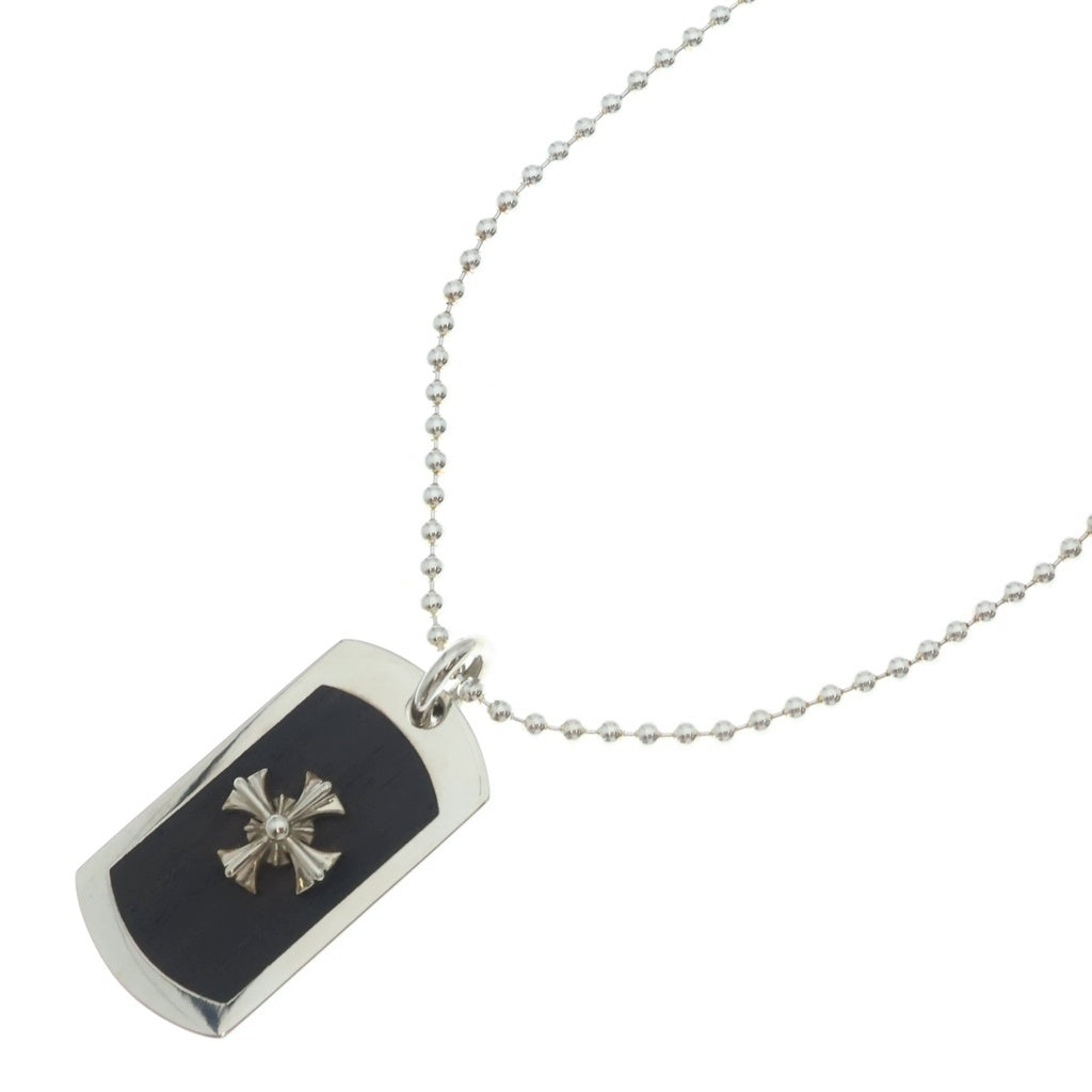 Personal Jesus(パーソナルジーザス) WOOD DOG TAG W/SMALL SILVER CROSS ウッドドッグタグ ダブルスモール シルバークロス ネックレス シルバー/ブラウン