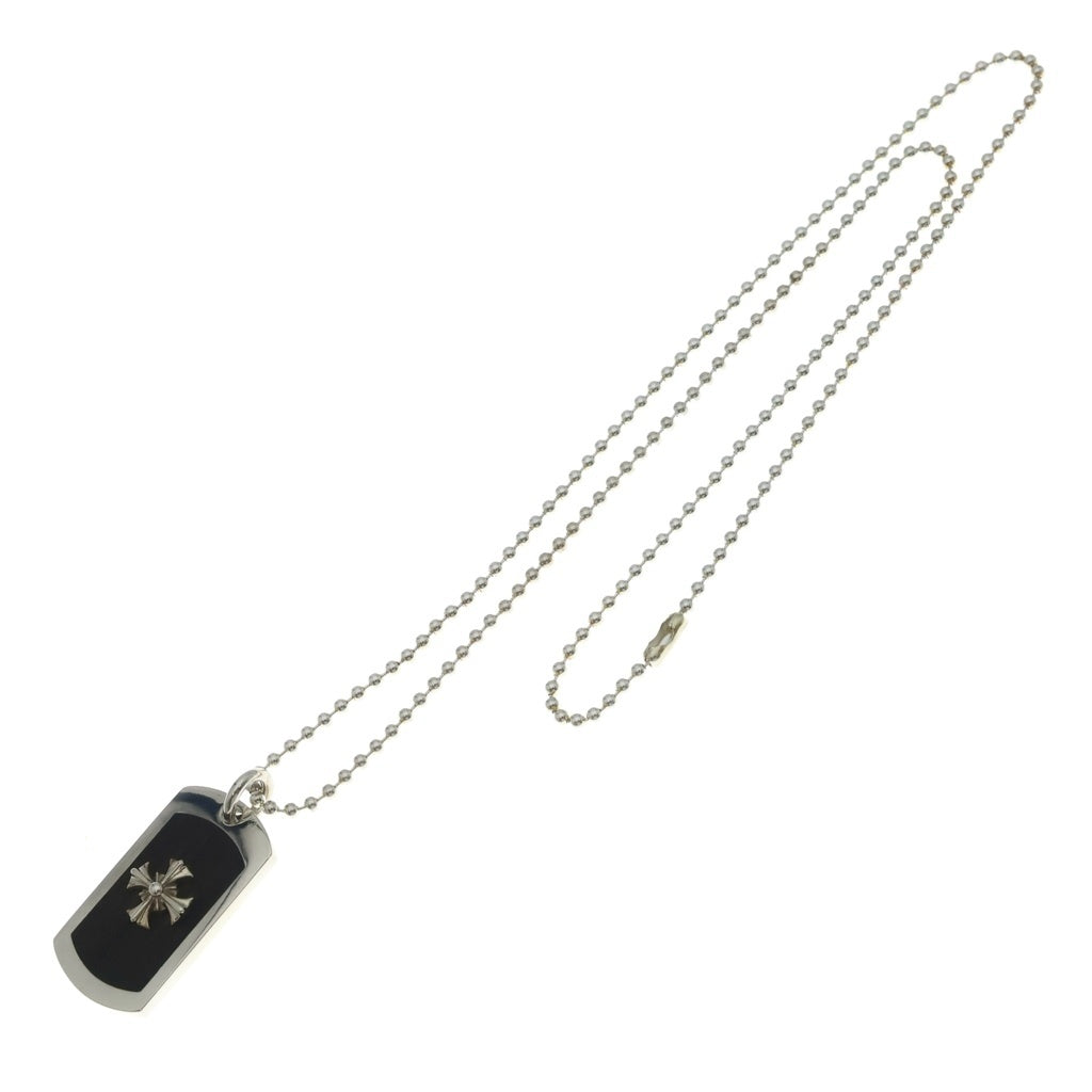 Personal Jesus(パーソナルジーザス) WOOD DOG TAG W/SMALL SILVER CROSS ウッドドッグタグ ダブルスモール シルバークロス ネックレス シルバー/ブラウン