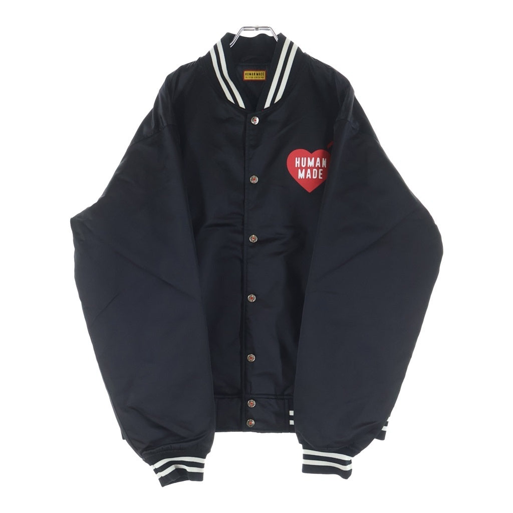 HUMAN MADE(ヒューマンメイド) NYLON STADIUM JACKET ハートプリント ナイロン スタジアムジャケット ブラック HM30JK038