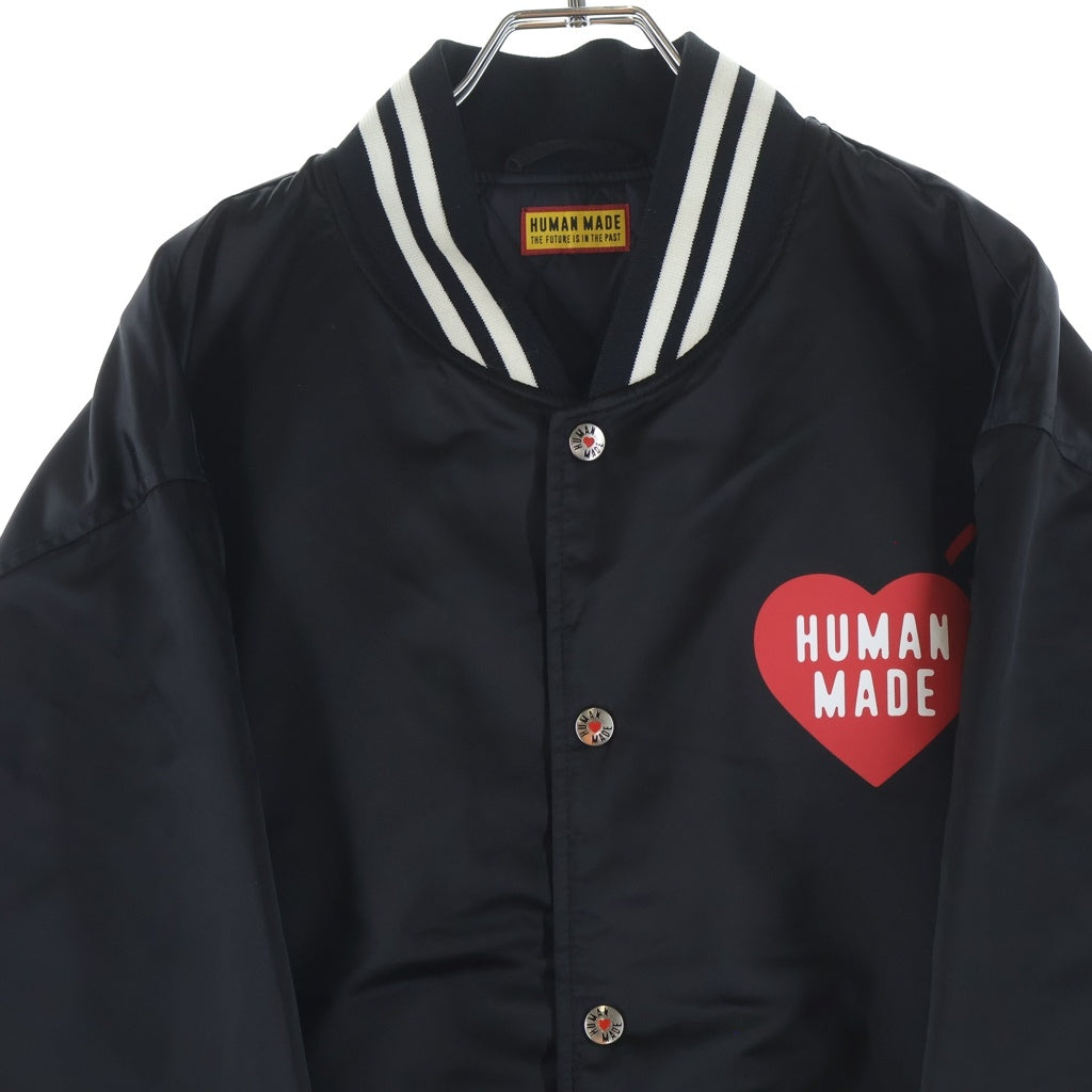 HUMAN MADE(ヒューマンメイド) NYLON STADIUM JACKET ハートプリント ナイロン スタジアムジャケット ブラック HM30JK038