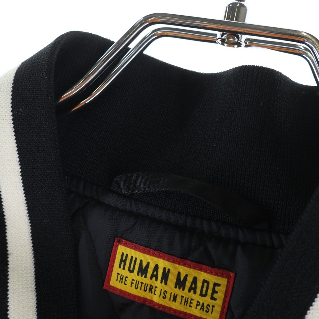 HUMAN MADE(ヒューマンメイド) NYLON STADIUM JACKET ハートプリント ナイロン スタジアムジャケット ブラック HM30JK038