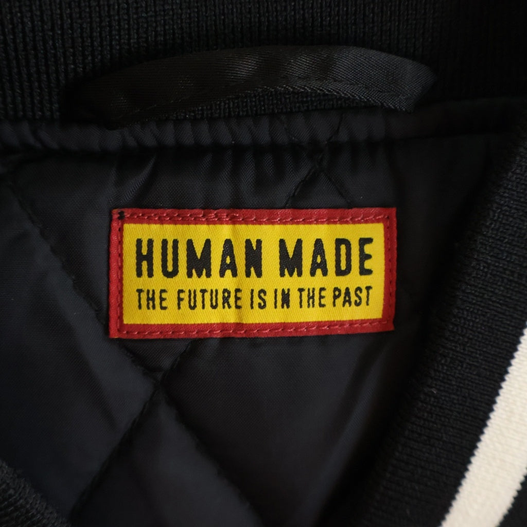 HUMAN MADE(ヒューマンメイド) NYLON STADIUM JACKET ハートプリント ナイロン スタジアムジャケット ブラック HM30JK038