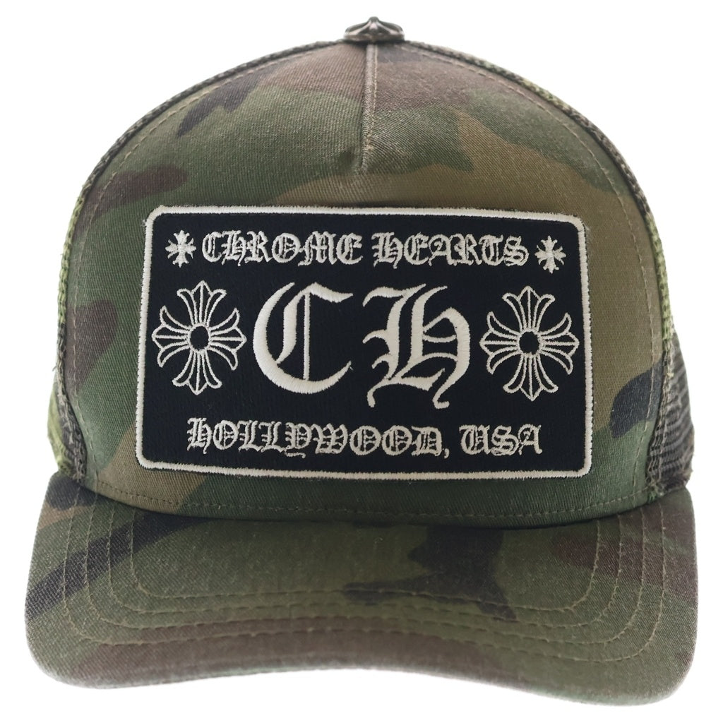 CHROME HEARTS(クロムハーツ) TRUCKER CAP トラッカーキャップ CHパッチ クロスボール カモフラ メッシュ帽子 カーキ