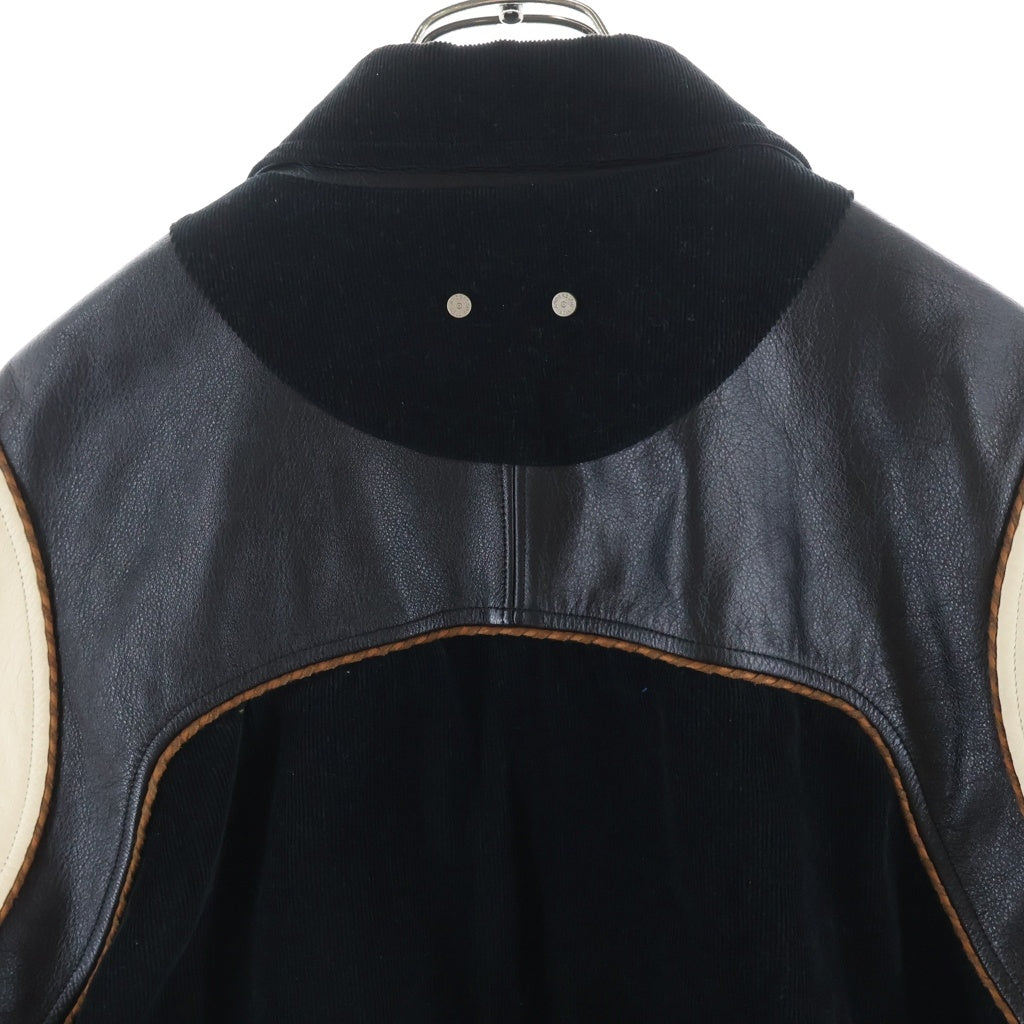 ADSB ANDERSSON BELL(アンダースンベル) corduroy&leather varsity jacket コーデュロイ レザー切り替え バーシティジャケット ブラック awa5O5m