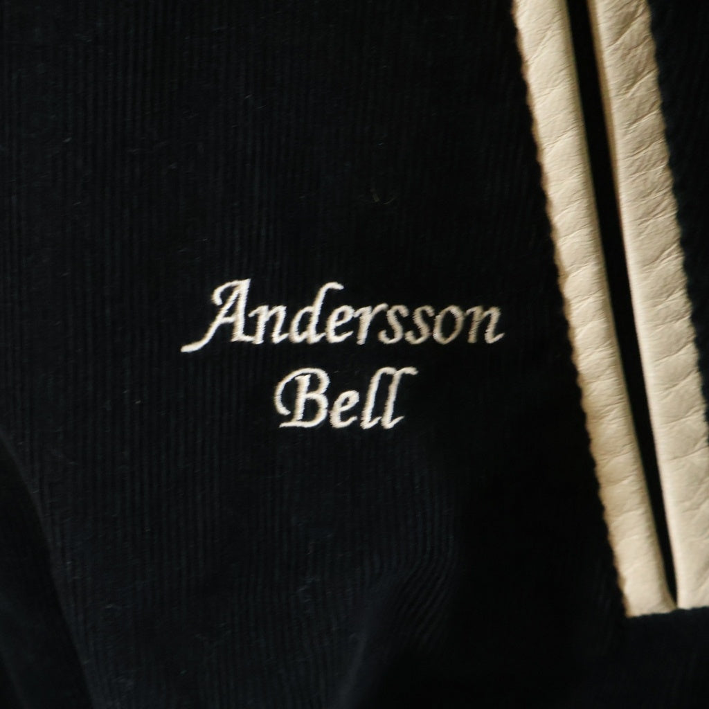 ADSB ANDERSSON BELL(アンダースンベル) corduroy&leather varsity jacket コーデュロイ レザー切り替え バーシティジャケット ブラック awa5O5m