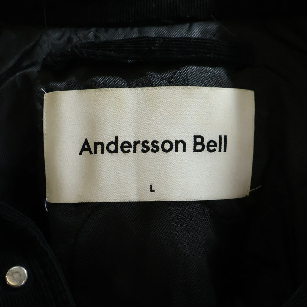 ADSB ANDERSSON BELL(アンダースンベル) corduroy&leather varsity jacket コーデュロイ レザー切り替え バーシティジャケット ブラック awa5O5m