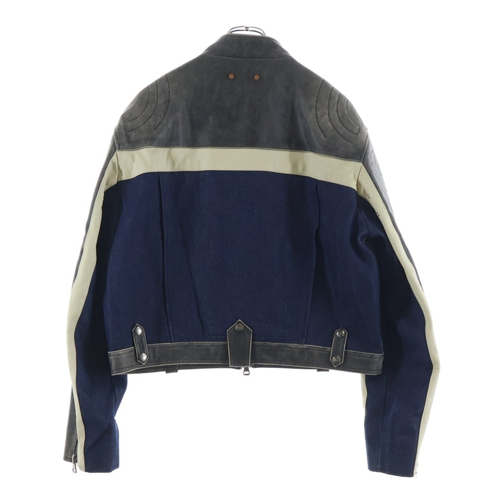 ADSB ANDERSSON BELL(アンダースンベル) 24 Racing Leather Jacket デニム切り替え レザー レーシングジャケット グレー/インディゴ awa591m